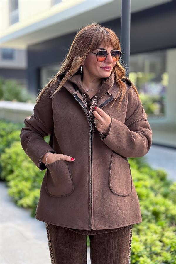 Basic Kısa Polar Kaban Kahverengi Renk