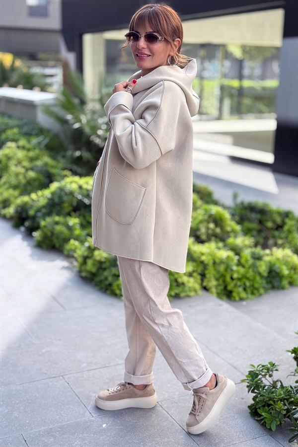 Basic Kısa Polar Kaban Krem Renk