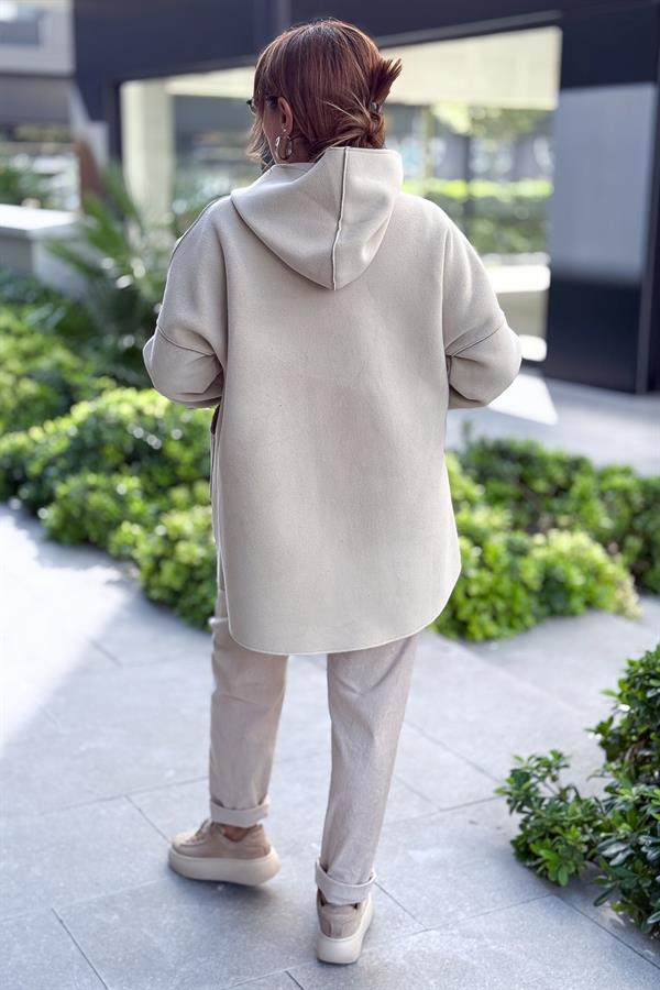 Basic Kısa Polar Kaban Krem Renk