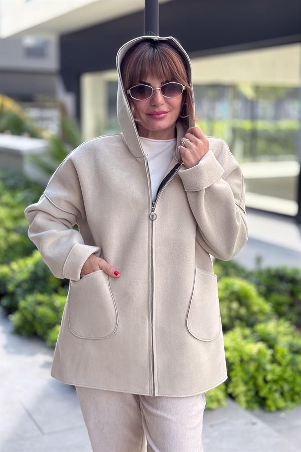 Basic Kısa Polar Kaban Krem Renk