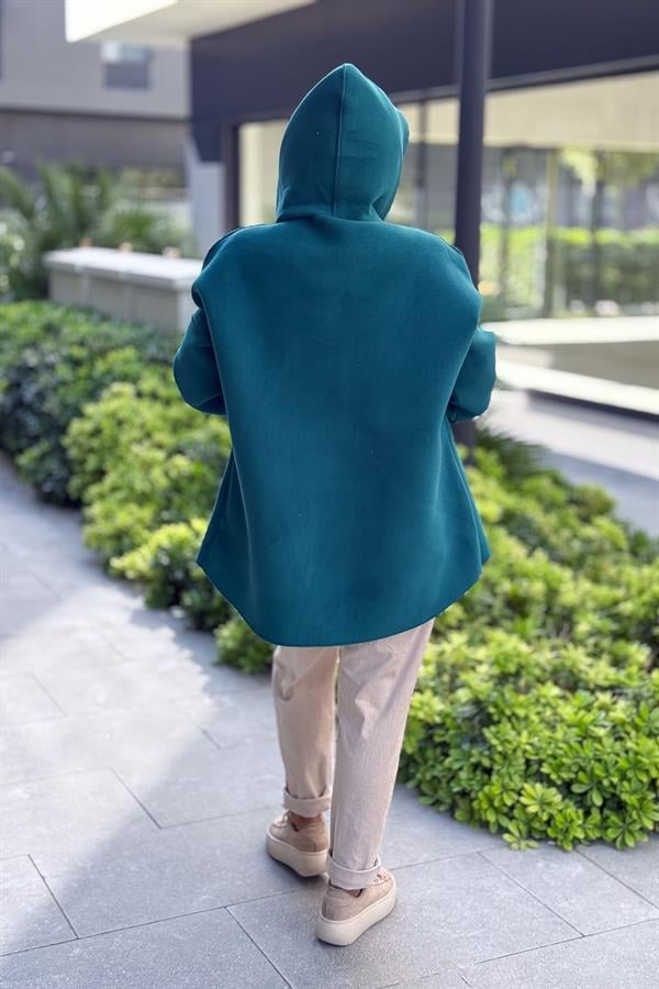 Basic Kısa Polar Kaban Petrol Yeşili Renk