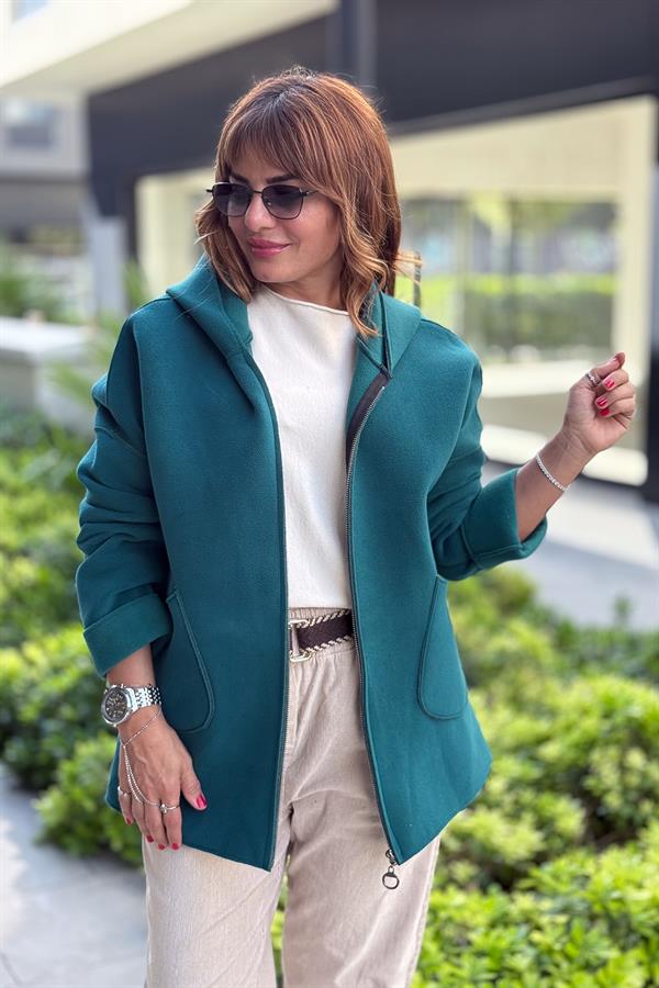 Basic Kısa Polar Kaban Petrol Yeşili Renk