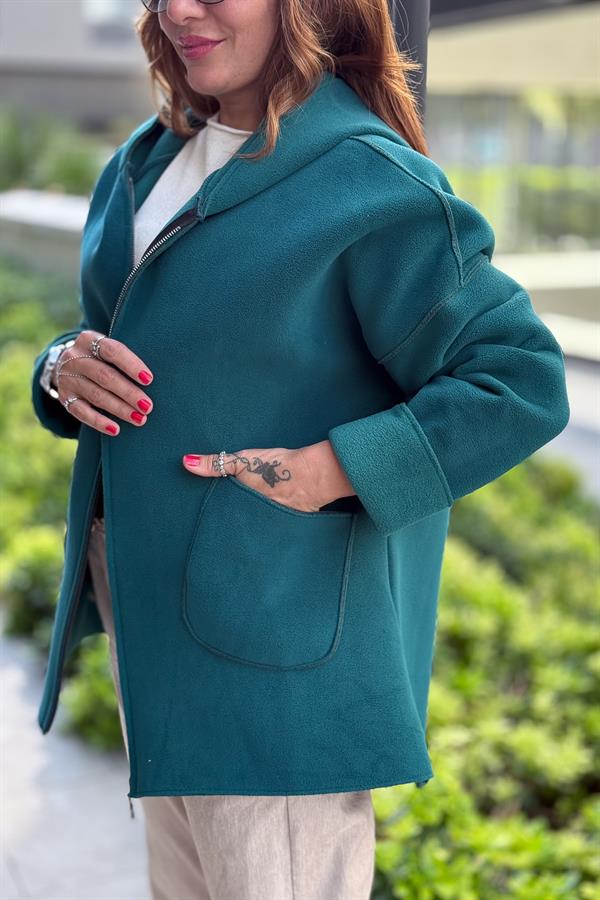 Basic Kısa Polar Kaban Petrol Yeşili Renk