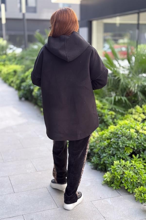 Basic Kısa Polar Kaban Siyah Renk