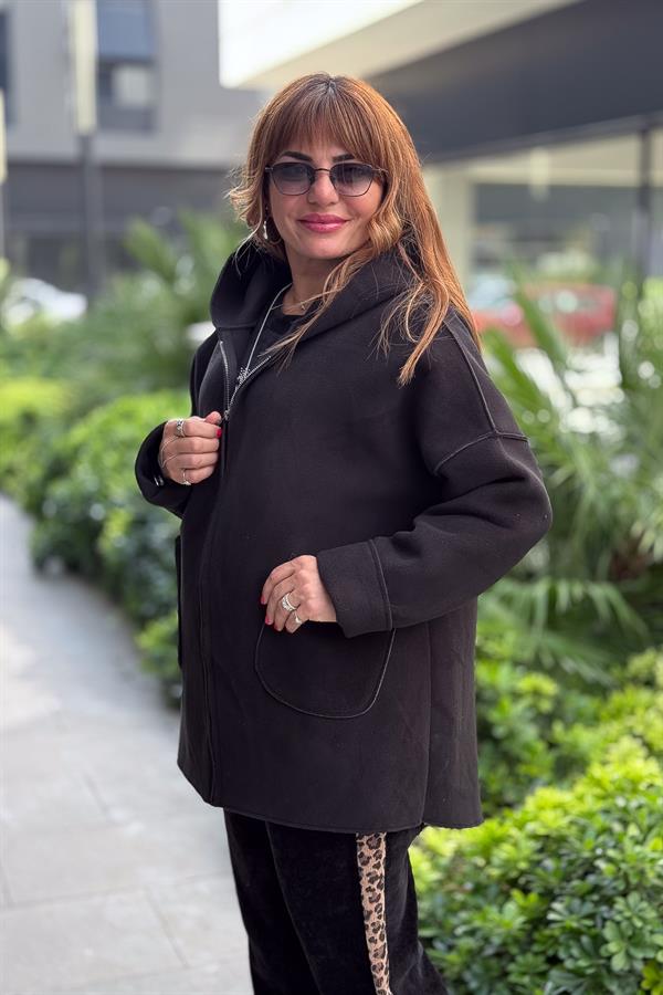 Basic Kısa Polar Kaban Siyah Renk