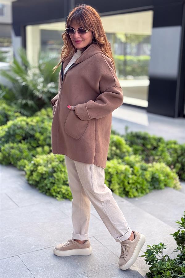 Basic Kısa Polar Kaban Taba Renk