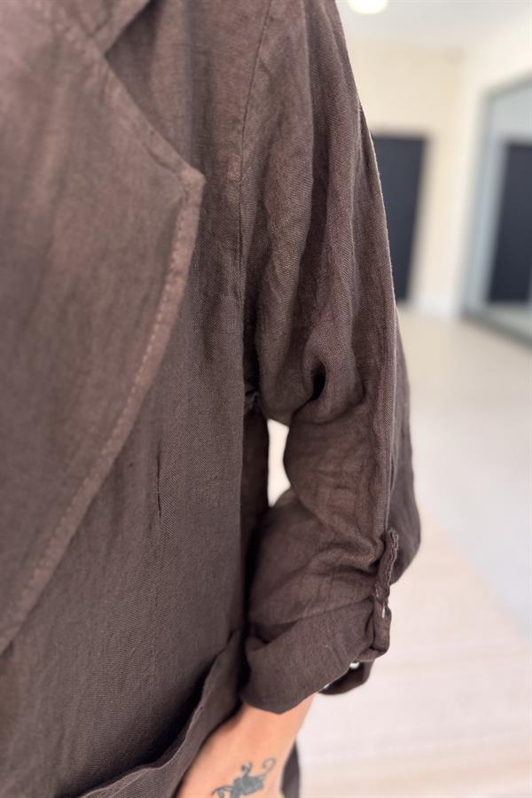 Blazer Keten Ceket Acı Kahve Renk