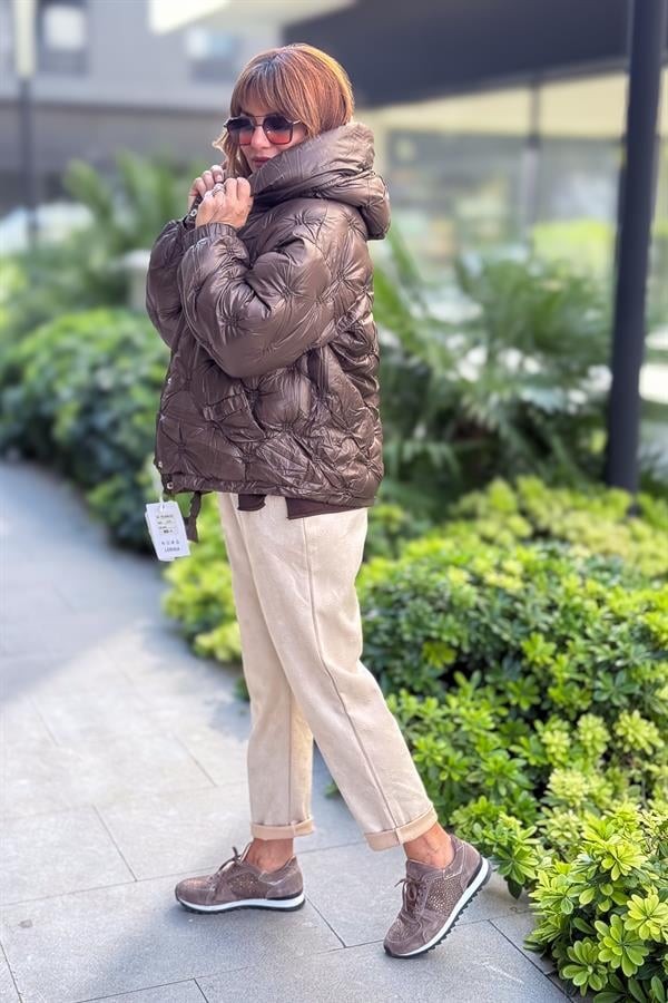 Büzgülü Kapitone Şişme Mont Acı Kahve Renk