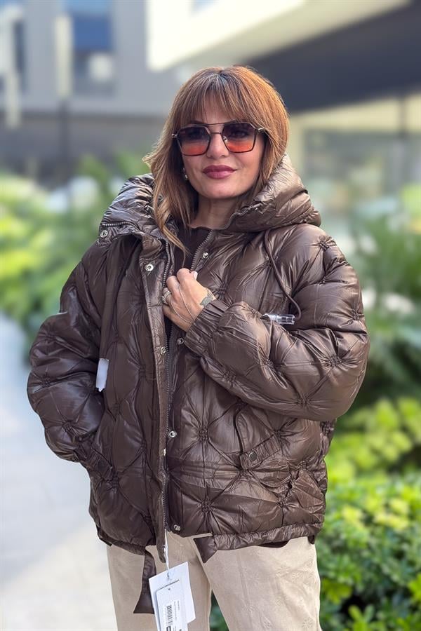 Büzgülü Kapitone Şişme Mont Acı Kahve Renk