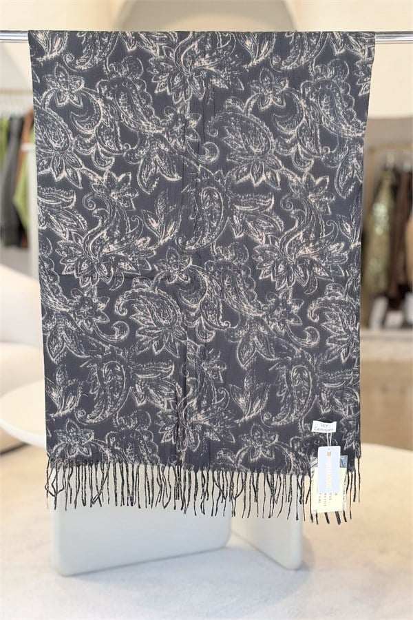 Çiçek Desenli Kaşmir Şal Camel Renk