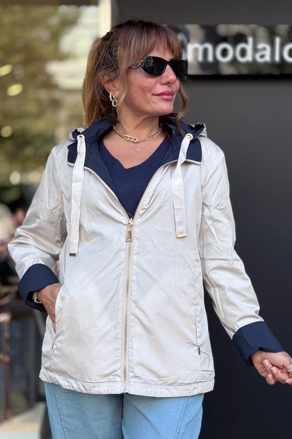 Çift Tarafı Kullanılan Düz Basic Trenç Lacivert Renk