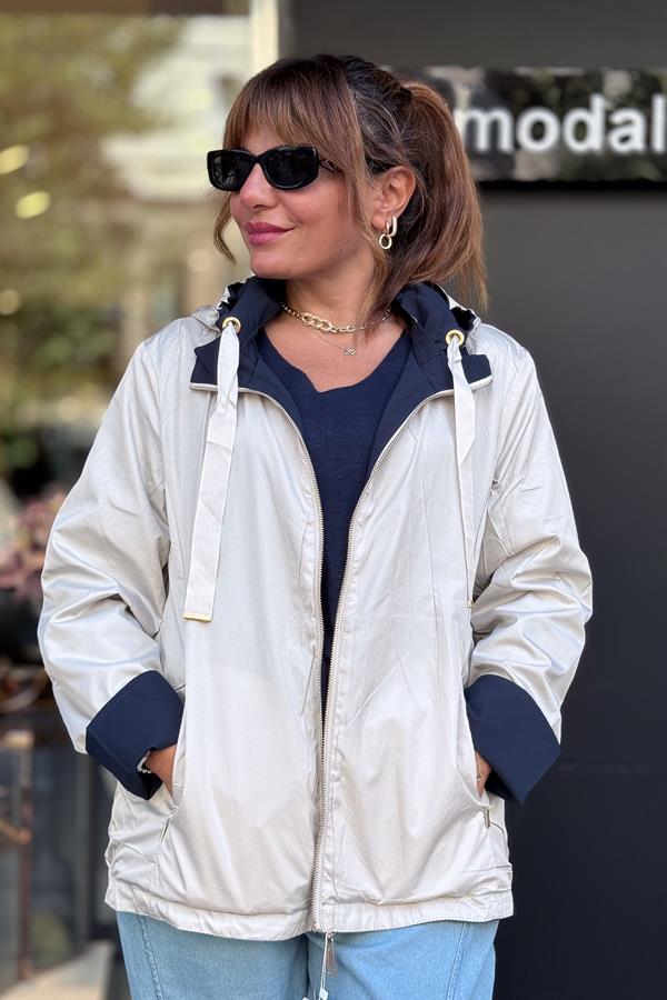 Çift Tarafı Kullanılan Düz Basic Trenç Lacivert Renk