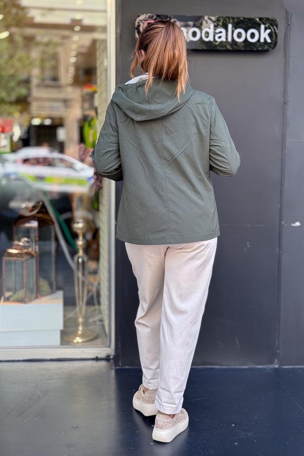 Çift Tarafı Kullanılan Düz Basic Trenç Haki Renk