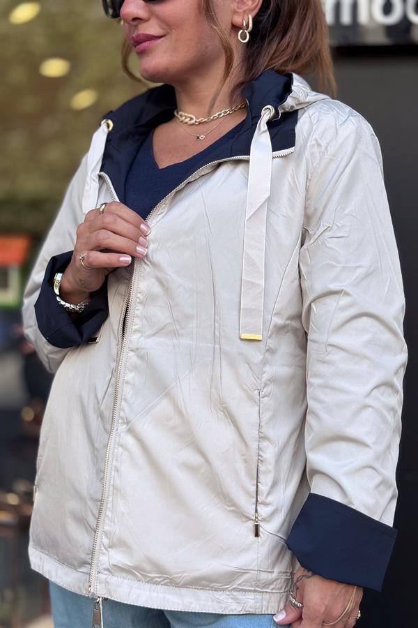 Çift Tarafı Kullanılan Düz Basic Trenç Lacivert Renk