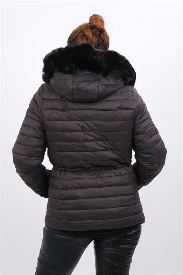 Çift Taraflı Kullanılan Kürklü Anorak Mont Siyah Renk
