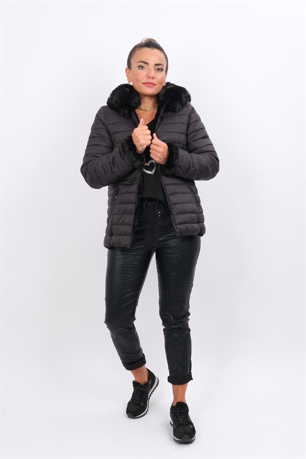 Çift Taraflı Kullanılan Kürklü Anorak Mont Siyah Renk