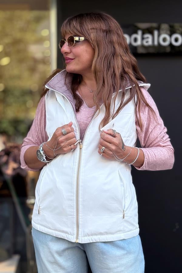 Çift Taraflı Yelek Beyaz Renk