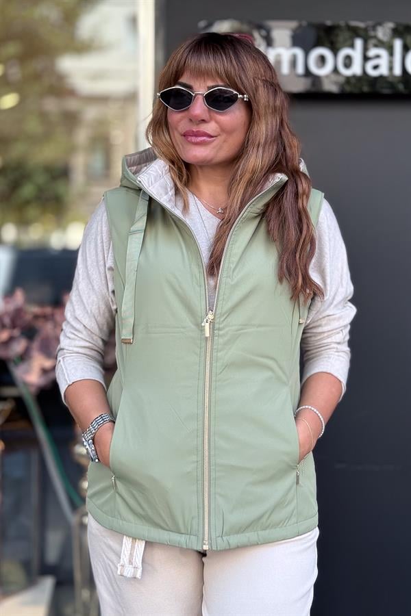 Çift Taraflı Yelek Çağla Renk