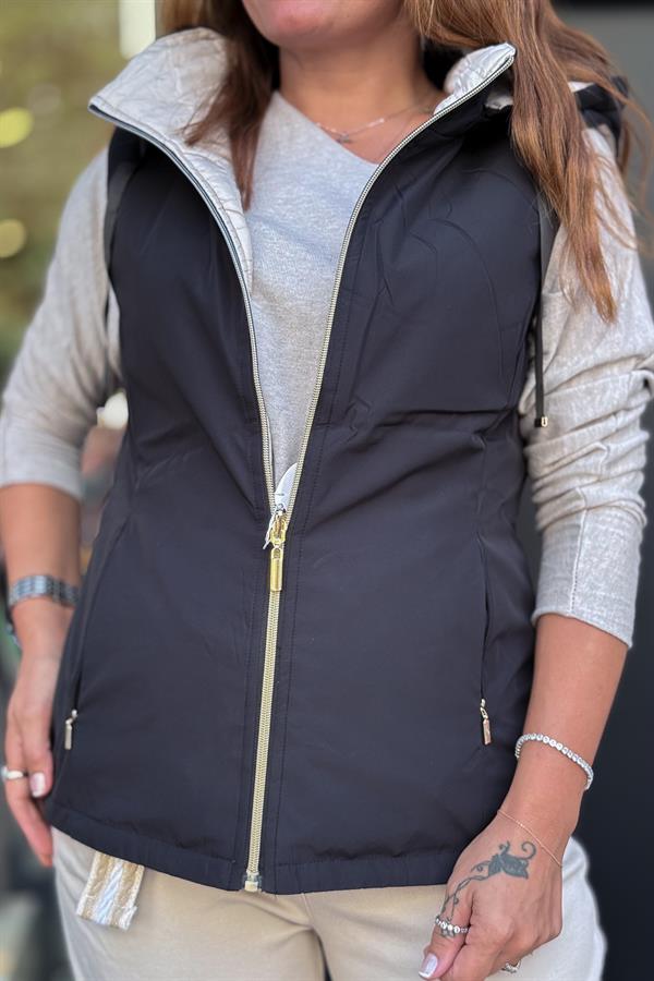 Çift Taraflı Yelek Siyah Renk