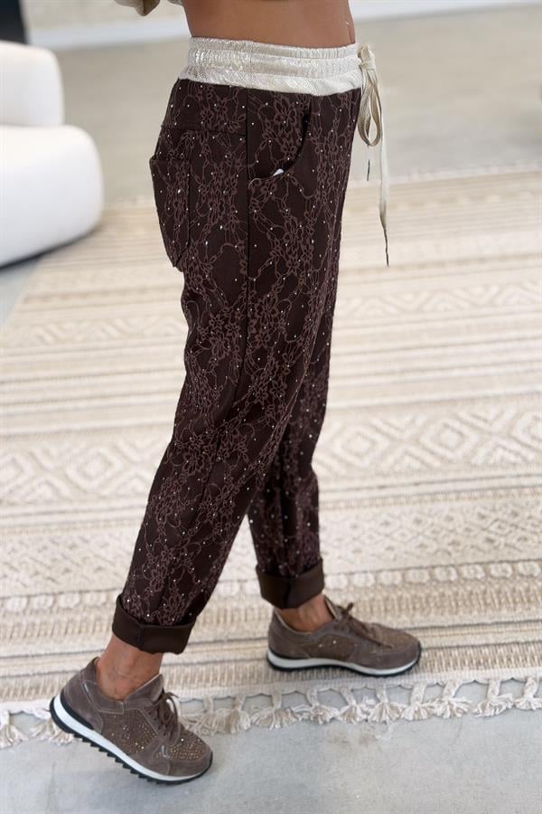 Dantel Pantolon Kahverengi Renk