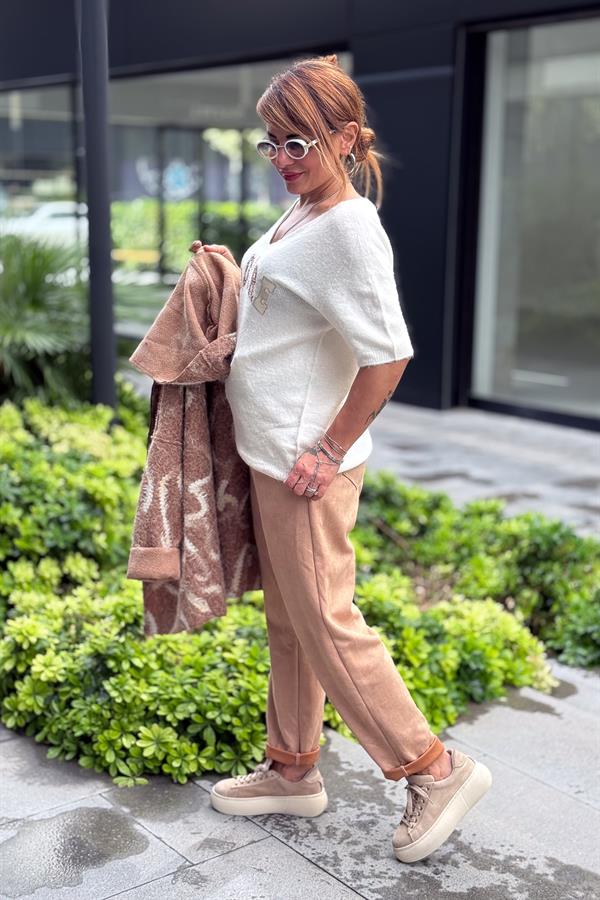 Dar Paça Basic Güderi Pantolon Camel Renk