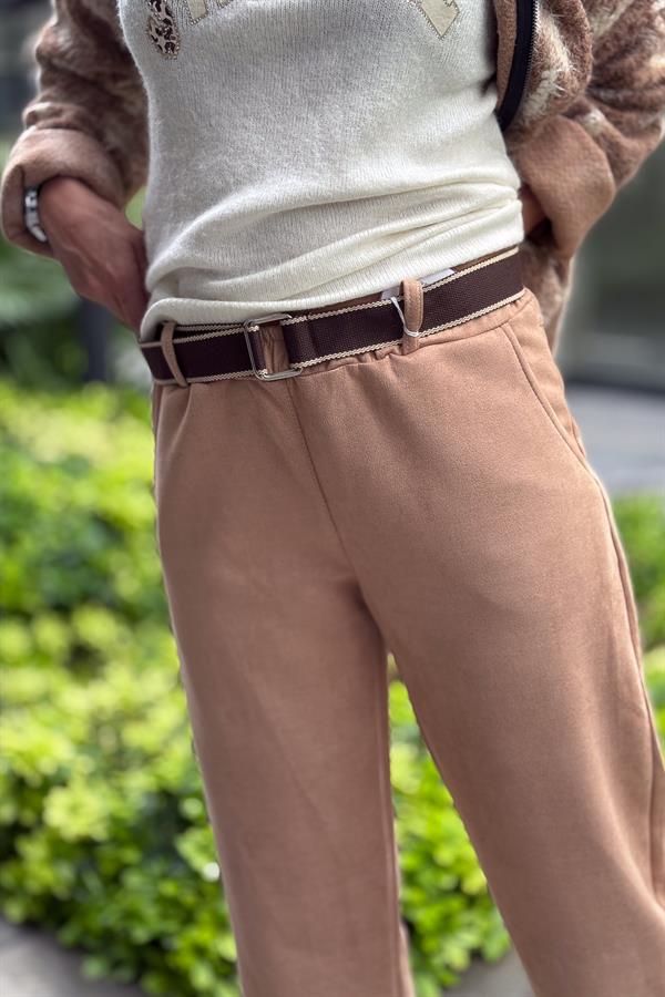 Dar Paça Basic Güderi Pantolon Camel Renk