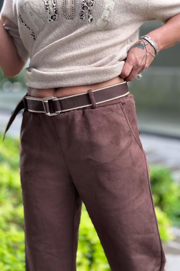 Dar Paça Basic Güderi Pantolon Kahverengi Renk