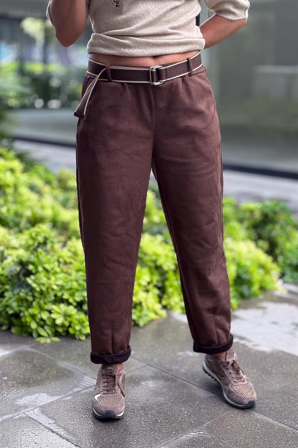 Dar Paça Basic Güderi Pantolon Kahverengi Renk