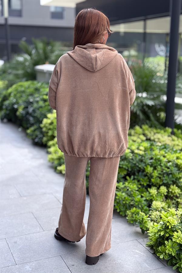 Düz Basic Kadife Ceket Camel Renk