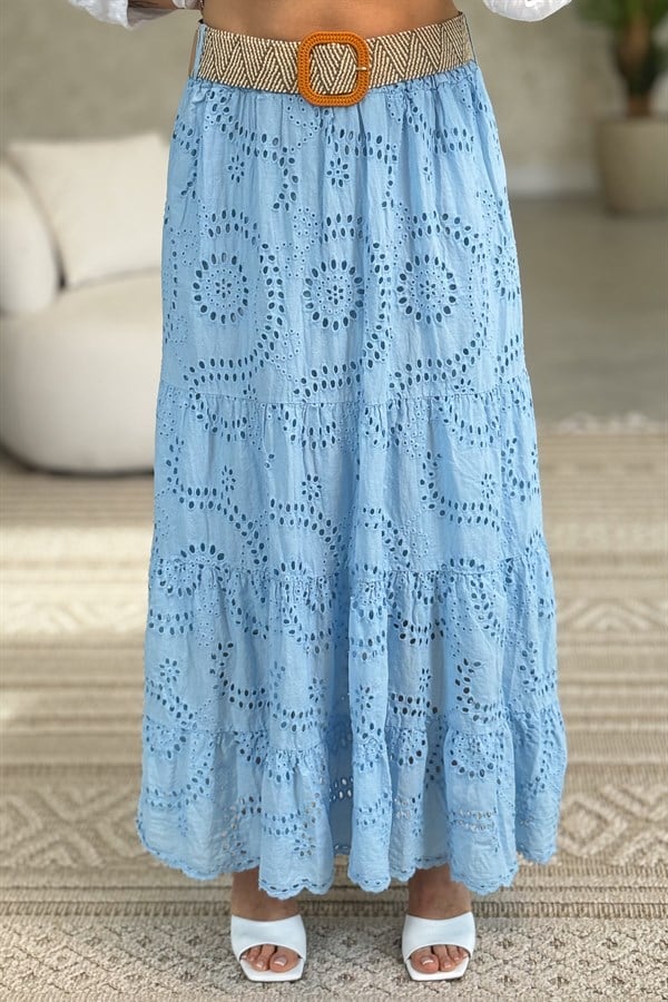 Fistolu Pamuklu Etek Bebe Mavi Renk