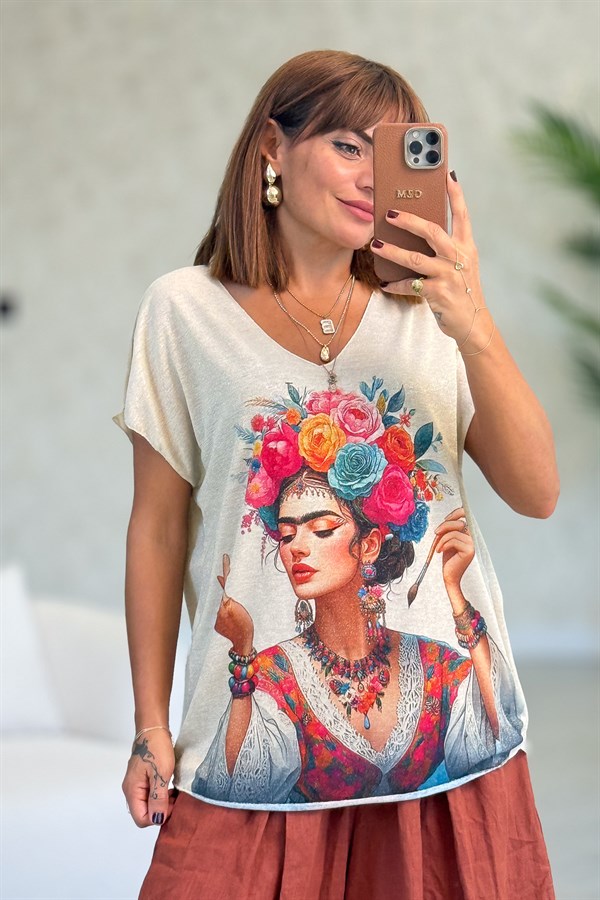 Frida Desenli Simli Triko Fuşya Renk