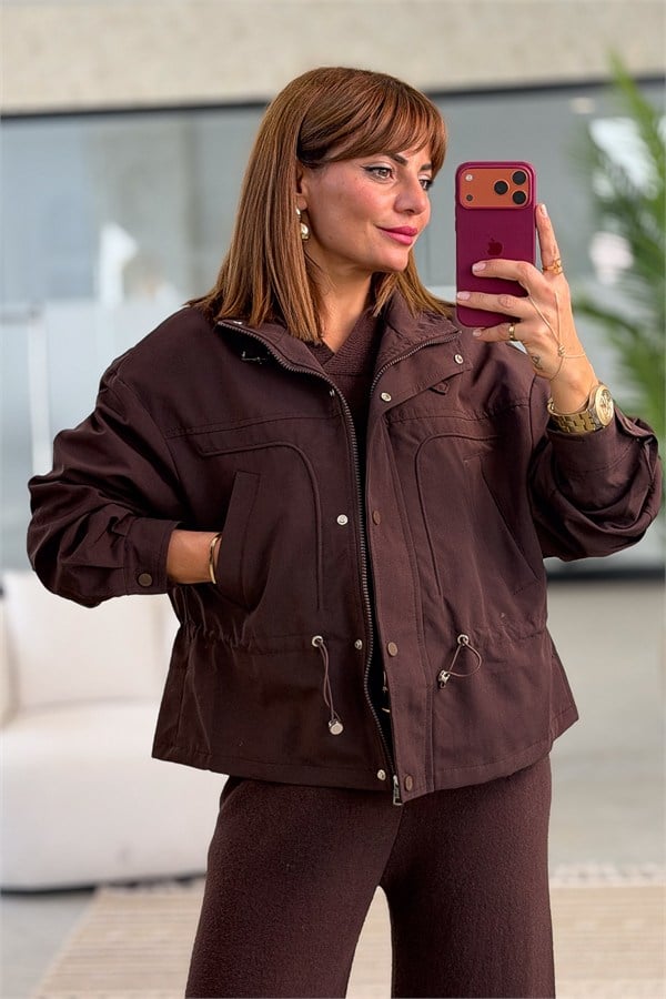 Gabardin Trenç Acı Kahve RenkCEKET
