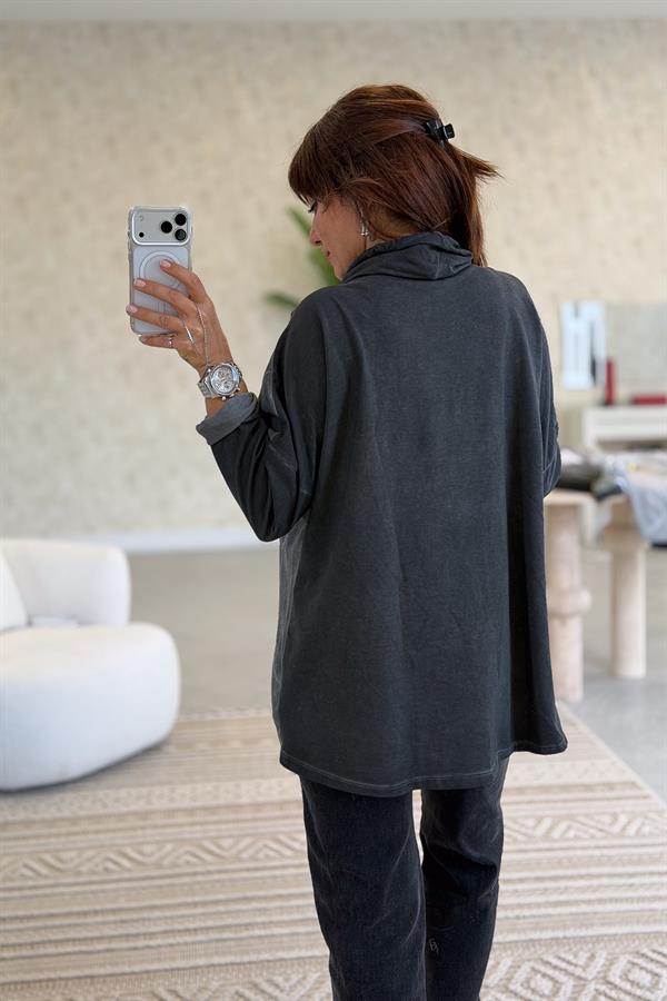 Gold Laklı Kapüşonlu Yıkamalı Sweet Antresit Renk