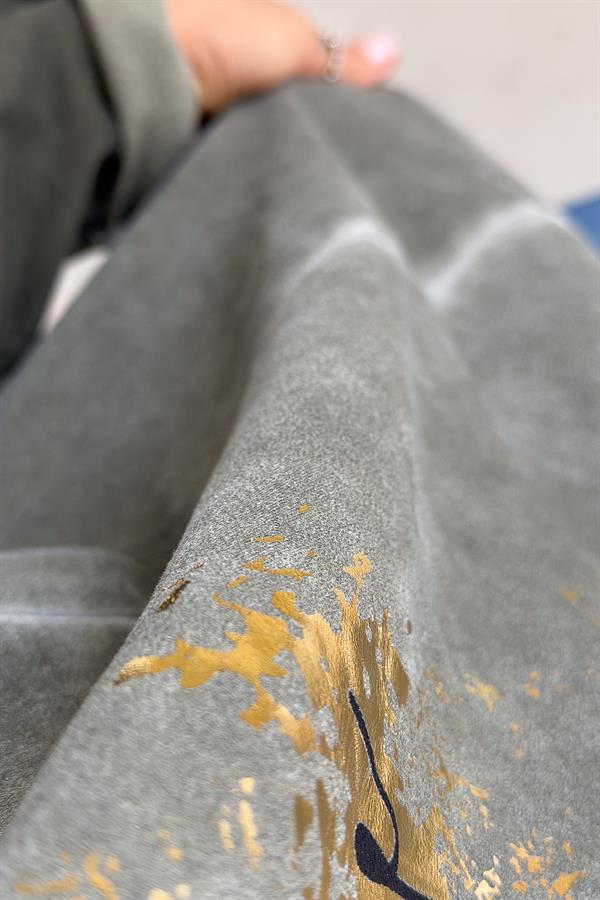 Gold Laklı Kapüşonlu Yıkamalı Sweet Haki Renk