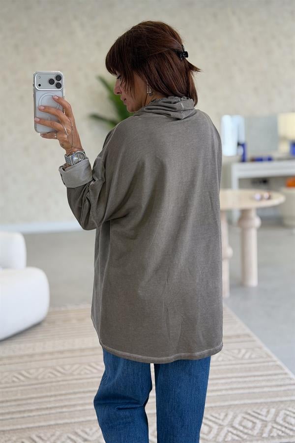 Gold Laklı Kapüşonlu Yıkamalı Sweet Vizon Renk