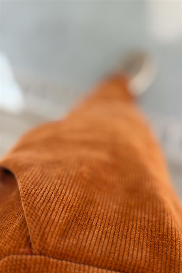 Havuç Paça Beli Lastikli Düz Basic Kadife Eşorfman Altı Kiremit Renk