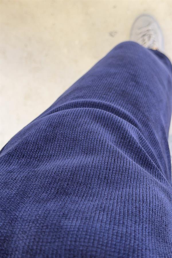 Havuç Paça Beli Lastikli Düz Basic Kadife Eşorfman Altı Koyu Lacivert Renk