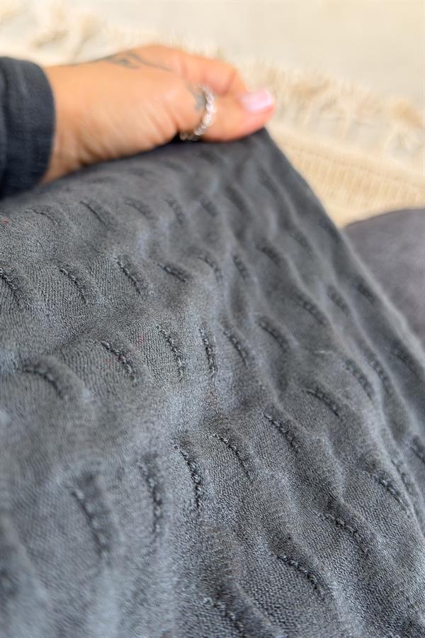 İç Astarı Pamuklu Üstü Trikolu Şallı Takım Bluz Antresit Renk