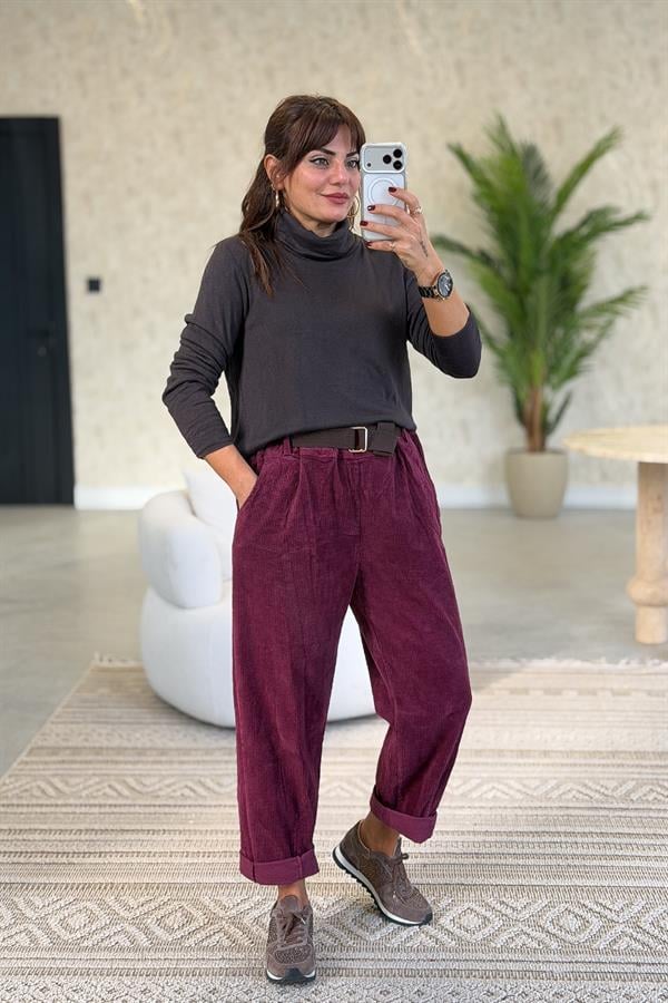 İçi Jardonlu Düz Basic Balıkçı Yaka Triko Acı Kahve Renk