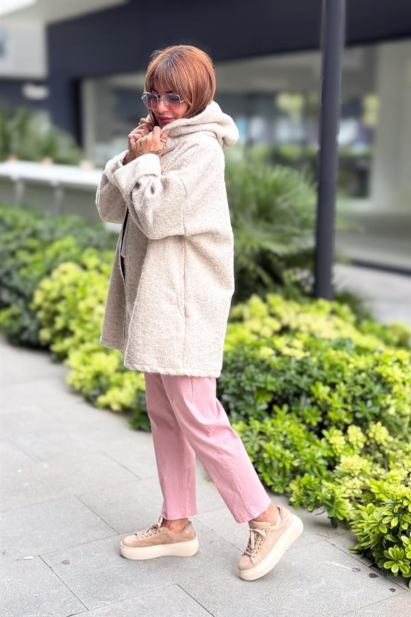 Işıltılı Keçe Kaban Bej Renk