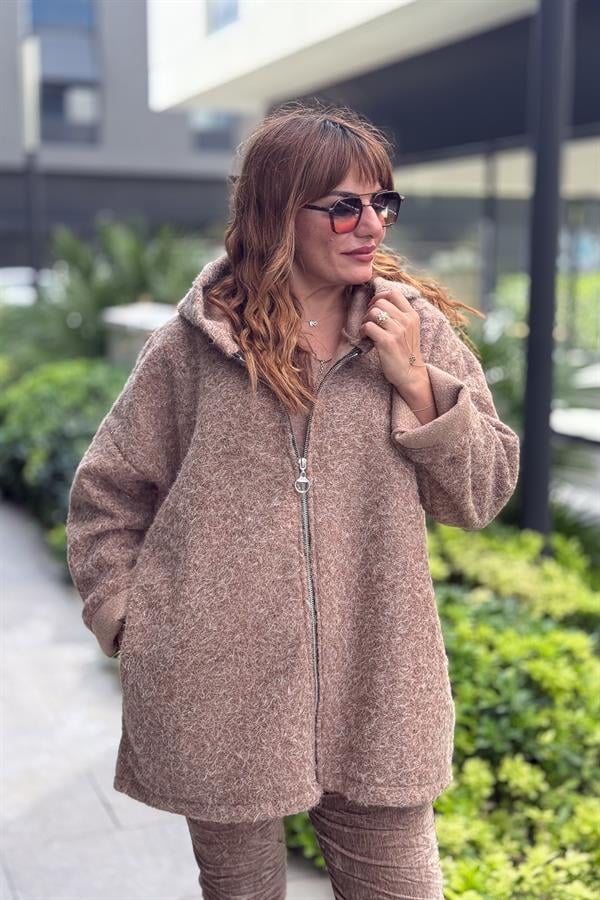 Işıltılı Keçe Kaban Camel Renk