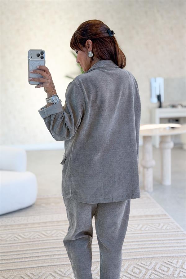 Kadife Kumaş Blazer Ceket Vizon Renk