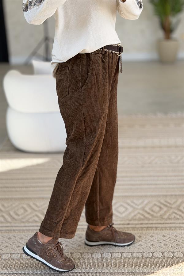Kalın Fitilli Kadife Pantolon Kahverengi Renk
