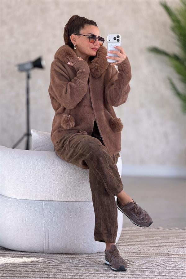 Kalın Fitilli Kadife Pantolon Kahverengi Renk