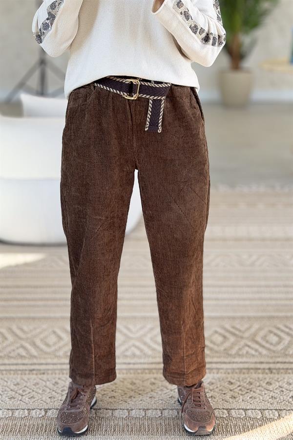 Kalın Fitilli Kadife Pantolon Kahverengi Renk
