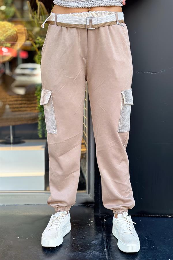 Kargo Cepli Modal Kumaş Eşorfman Camel Renk