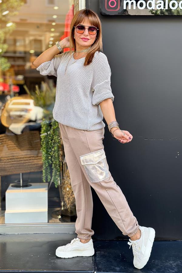 Kargo Cepli Modal Kumaş Eşorfman Camel Renk