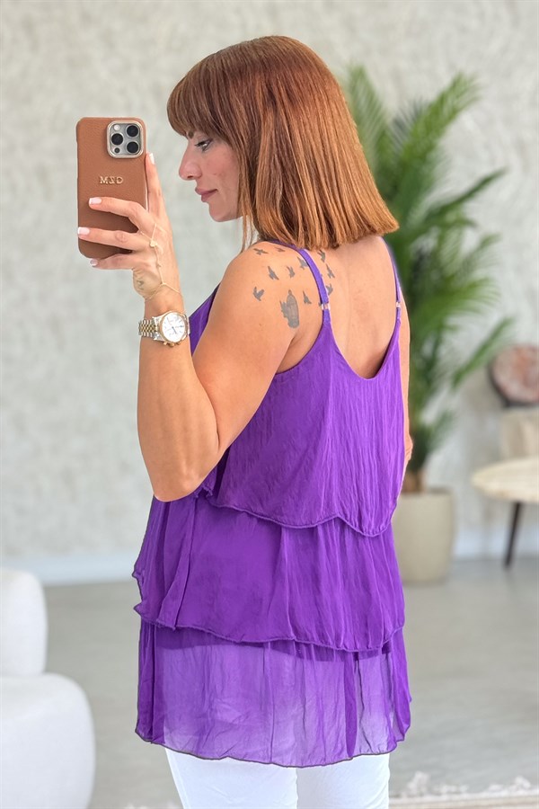 Kat Kat Askılı İpek Bluz Mor Renk