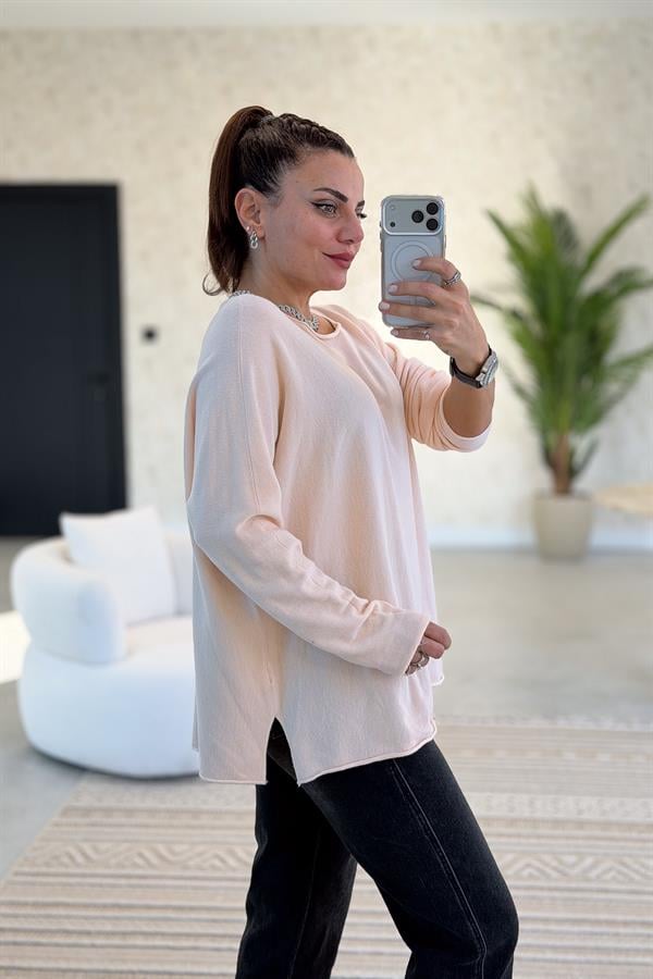 Kayık Yaka Kuzu Yünü Triko Yavru Ağzı Renk