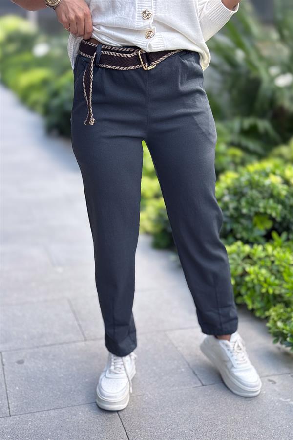 Kemerli Kanvas Pantolon Antresit Renk